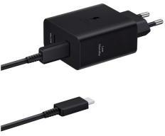 Samsung hálózati töltő 2 Type-C aljzat (50W, PD gyorstöltő + Type-C kábel) FEKETE (158772)