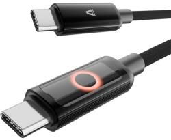 AVAX CB653 PULSEY 0, 5m 60W USB-C gri împletit încărcător rapid LED cablu (AVAX_CB653)