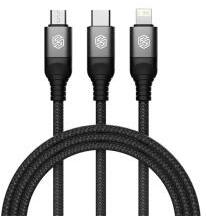 Nillkin SWIFT PRO adatkábel 3in1 (USB - Type-C/lightning/microUSB, 4.4A, gyorstöltő, cipőfűző, 150cm