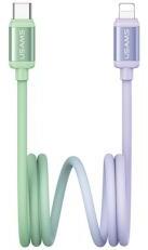 USAMS BICOLOR adatkábel zöld/lila (Type-C - lightning, 120cm)