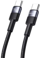 USAMS SY adatkábel (Type-C - Type-C, 240W, gyorstöltő, cipőfűző, 120cm) EZÜST