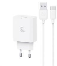 USAMS SC hálózati töltő USB aljzat (18W, PD gyorstöltő 3.0 + Type-C kábel) FEHÉR