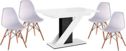 Proda Maasix WGBS Magasfényű Fehér-Fekete 4 Személyes Étkezőszett Fehér Didier Székekkel N