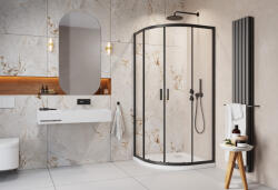 H2O Comfort Black A 90x90 cm íves zuhanykabin, fekete 10229090-54-01 (19672) (10229090-54-01)