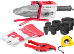 Strend Pro Polifúziós hegesztőgép, Strend Pro PPR 63B, piros/fekete, 6 db 20 - 63 mm fűtőpofával, műanyag csövekhez, 1500 W, maximum 300°C, 14 részes készlet