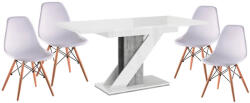 Proda Maasix WGS Étkezőszett - 4 Személyes, Fehér Didier Székekkel, Magasfényű Fehér