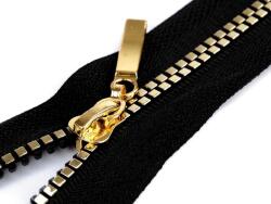Fashion Fém hatású, műanyag, szögletes fogú, bontható cipzár, GT10, 5mm, 90cm hosszú, 590495, fekete-arany
