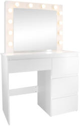 Primbutor Fehér Fésülködőasztal Világítással És 4 Fiókkal 94 cm x 43 cm x 140 cm