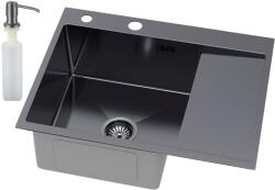 Ruvetti Linar mosogató adagolóval 62x48 cm grafit 5002L_PVD_GRF120_WL (5002LPVDGRF120WL)