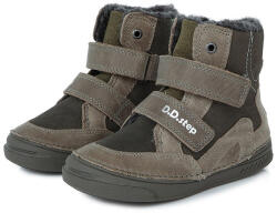 D. D. STEP Ghete copii, băiat, imblanite, piele, maron, velcro, 25/36 pământ (13B504)