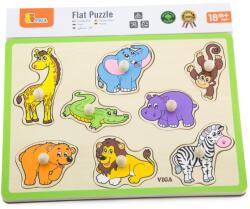 Viga Toys Puzzle din lemn, cu manere, Viga, Animale salbatice (N01000019_001w)