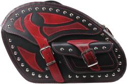 RSA S261B bőr motoros táskák szegecsekkel fekete-piros