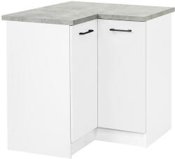  Praktik 90 alsó sarok szekrény 2 ajtós, fehér-fehér (PR90A2ASFHFH) - watermarkt