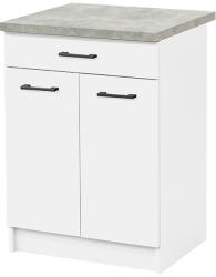  Praktik 60 alsó szekrény 2 ajtós 1 fiókos, fehér-fehér (PR90A2A1FFHFH)
