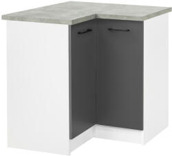  Praktik 90 alsó sarok szekrény 2 ajtós, fehér-antracit (PR90A2ASFHAN)