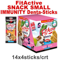 FitActive Hypoallergenic Denta-Sticks Immunity Cranberry & Curcuma - Batoane pentru întărirea sistemului imunitar și pentru curățarea dinților pentru câini (S) (14 pliculețe | 14 x 140 g) 1960 g