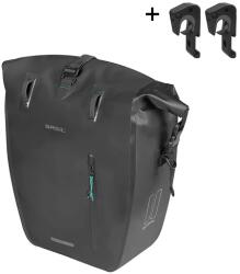 Basil Rivo L egy részes táska hátsó csomagtartóra, jobb vagy bal oldalra, vízálló, gyorsrögzítős (MIK Hooks), 31L, fekete