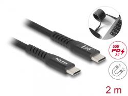 Delock Cablu USB 2.0 Type C cu invelis magnetic PD 3.0/60W 2m Negru, Delock 81120 (81120)