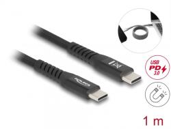 Delock Cablu USB 2.0 Type C cu invelis magnetic PD 3.0/60W 1m Negru, Delock 81119 (81119)