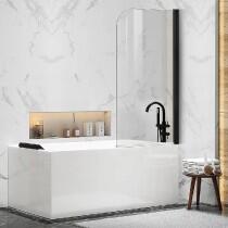  HTB, Sidari kádparaván, átlátszó üveg, fekete profil, 6 mm-es üveg, 80x140 cm TM110