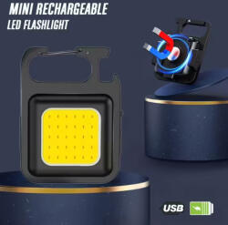  Mini kulcstartó újratölthető nagy fényerejű led elemlámpa (COB-Rechargeable)