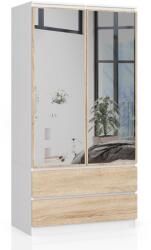  Dulap S90 2u 2s 2 Oglinzi Clp Pk Alb / Sonoma Comoda