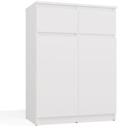  Comodă Malwa 2DD2S Dulap 2 Uși 2 Sertare pentru Living ALBĂ Comoda