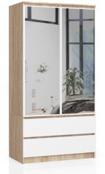  Dulap S90 2u 2s 2 Oglinzi Clp Pk Sonoma / Alb Comoda