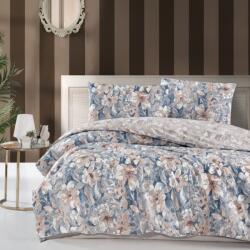 First Choice Lenjerie pat dublu bumbac ranforce Joly Blue cu flori bej Lenjerie de pat