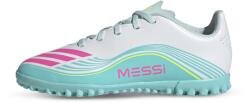 Adidas F50 Club TF műfüves focicipő, gyerekméret, fehér - türkíz, Messi (JQ0949)