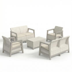 Keter Scandi Box max linea duo kerti bútor szett jute tárolós asztallal (264052_264050_264046_2)