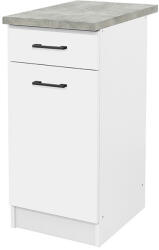 Leziter Praktik 40 alsó szekrény 1 ajtós 1 fiókos, fehér-fehér (PR40A1A1FFHFH) - everyo