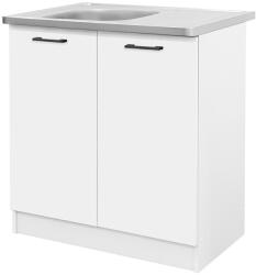 Leziter Praktik 80 alsó szekrény 2 ajtós mosogatós, fehér-fehér (PR80A2AMFHFH) - everyo