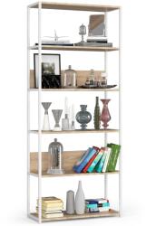 Fém loft polc 80 cm - fehér-sonoma tölgy - 6 polc