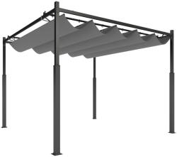 Aosom Szabadon álló pergola tolótetővel 300x300 cm UPF30+ UV-védett baldachinnal szürke