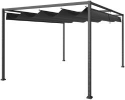 Aosom Szabadon álló pergola 300x200 cm állítható tetővel, UV- és vízlepergető fedéssel, porszórt fém vázzal, fekete-szürke