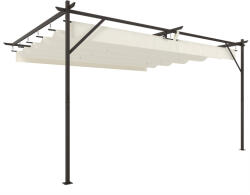 Aosom Pergola 400x300 cm falhoz rögzíthető pergola tolótetővel UV30+ védelem, krémfehér