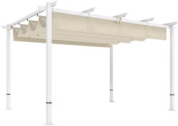 Aosom Pergola 300x400 cm kerti árnyékoló tolótetővel mágneses rögzítéssel terasztető UV30+ védelemmel, bézs