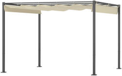 Aosom Pergola 300x300 cm pergola behúzható tetővel UPF30+ UV-védelemmel fém vázzal bézs