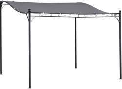 Aosom Terasztető 297x297 cm falhoz rögzíthető pergola fém vázas, UV-álló, vízlepergető poliészter tetővel, ívelt kialakítással, szürke