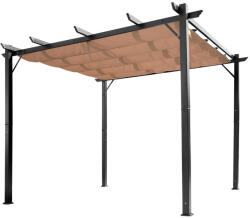 Aosom Pergola állítható szövettetővel 300x400 cm alumínium vázzal vízlepergető és UV-álló árnyékoló szürke-barna