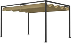 Aosom Pergola 400x300 cm állítható tetős pergola masszív acél vázas, UV- és vízlepergető kerti árnyékoló