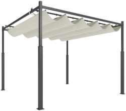 Aosom Pergola 300x300 cm szabadon álló behúzható tetővel UPF30+ UV-védett baldachinnal krémfehér