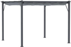 Aosom Terasztető 300x300 cm alumínium pergola tolótetővel UV-álló, vízlepergető antracit-sötétszürke