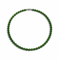  Colier din Jad Nefrit Rotund cu închidere din alama argintata - 7-7, 5 x 7-7, 5 mm - pentru accent discret - 1 Buc