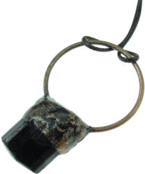  Réz foglalatos fekete turmalin (sörl) medál