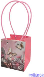  Virágtáska kocka, mintás - Rózsaszín pillangós