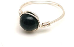 R. M. ékszer Mély harmonizáló színezett sötétzöld achát drót gyűrű 8mm (019280)