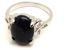 R. M. ékszer Csillogó kék goldstone kaboson gyűrű 14×10mm (019300)