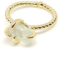 R. M. ékszer Nyugtató nyers akvamarin állítható gyűrű 10mm arany színű foglalattal (019297)